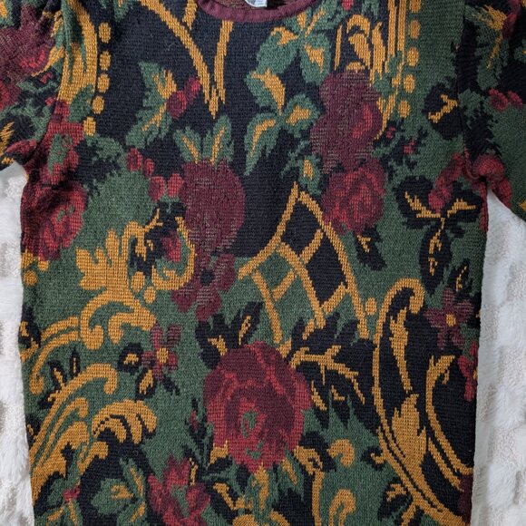 VINTAGE Art deco floral knit sweater - Picture 3 of 10